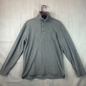 L.L. Bean Sweater Mens Medium Gray Long Sleeve 1/4 Button 100% Polyester